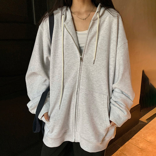 Loose Japanese & Korean Casual Cardigan – Zipper Raglan Sleeve, Medium Thickness