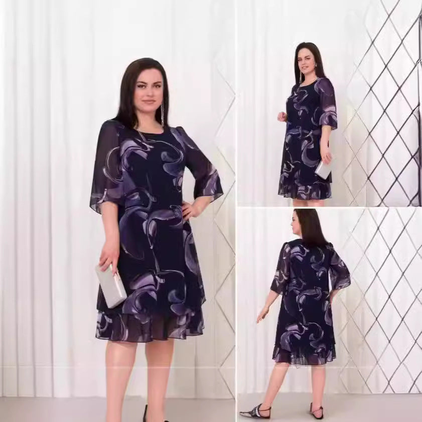 Black A-Line Mid-Length Dress – Wide Waist Pullover Dress