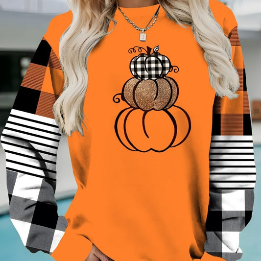 Women’s 3D Effect Pullover Polyester Long Sleeve Top, Sizes XXS–6XL