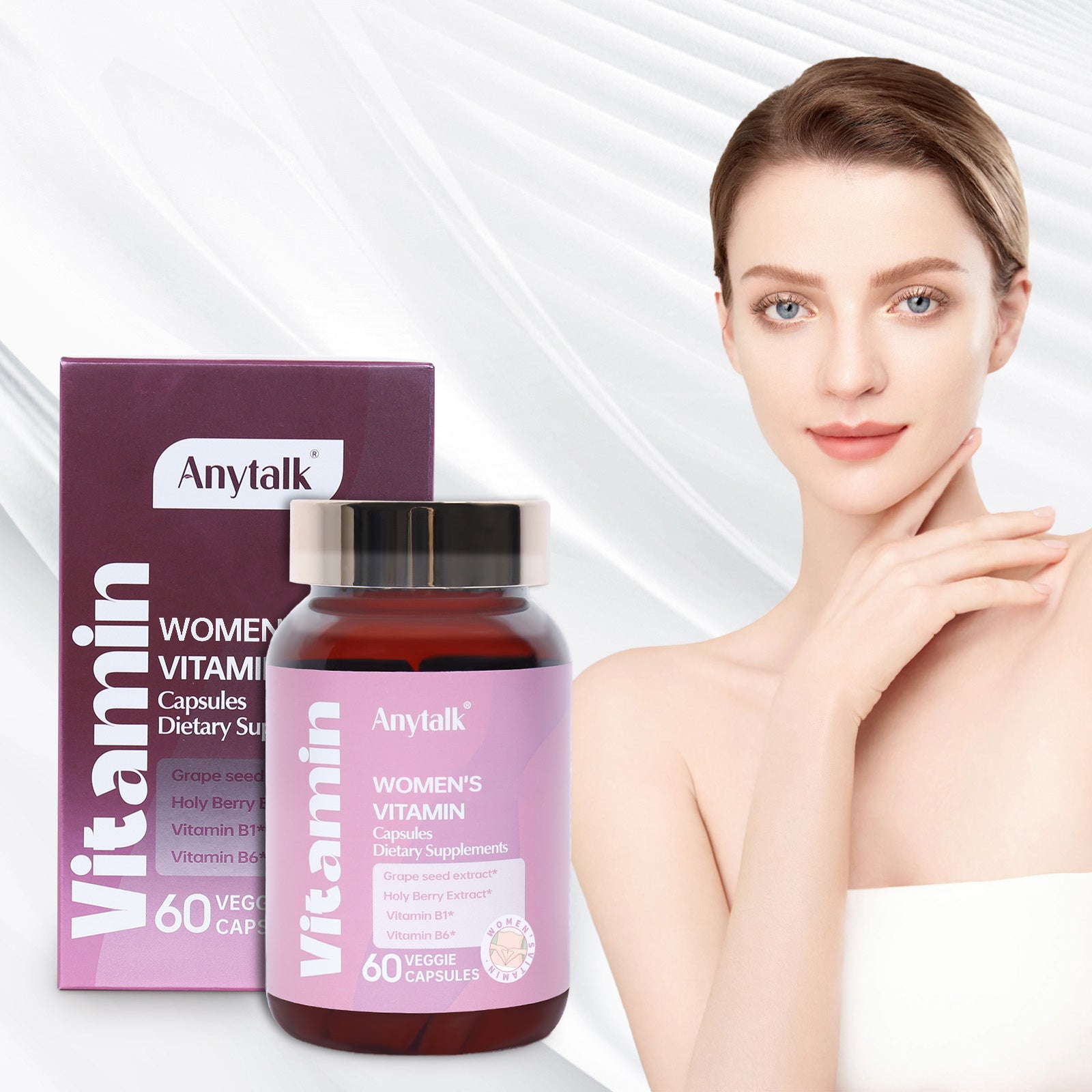 Women’s Maintenance Vitamin Capsules (500mg × 60) – formulated with Inositol, Folic Acid, and Holy Berry Extract to support fertility, hormonal balance, PMS relief, and overall female health.