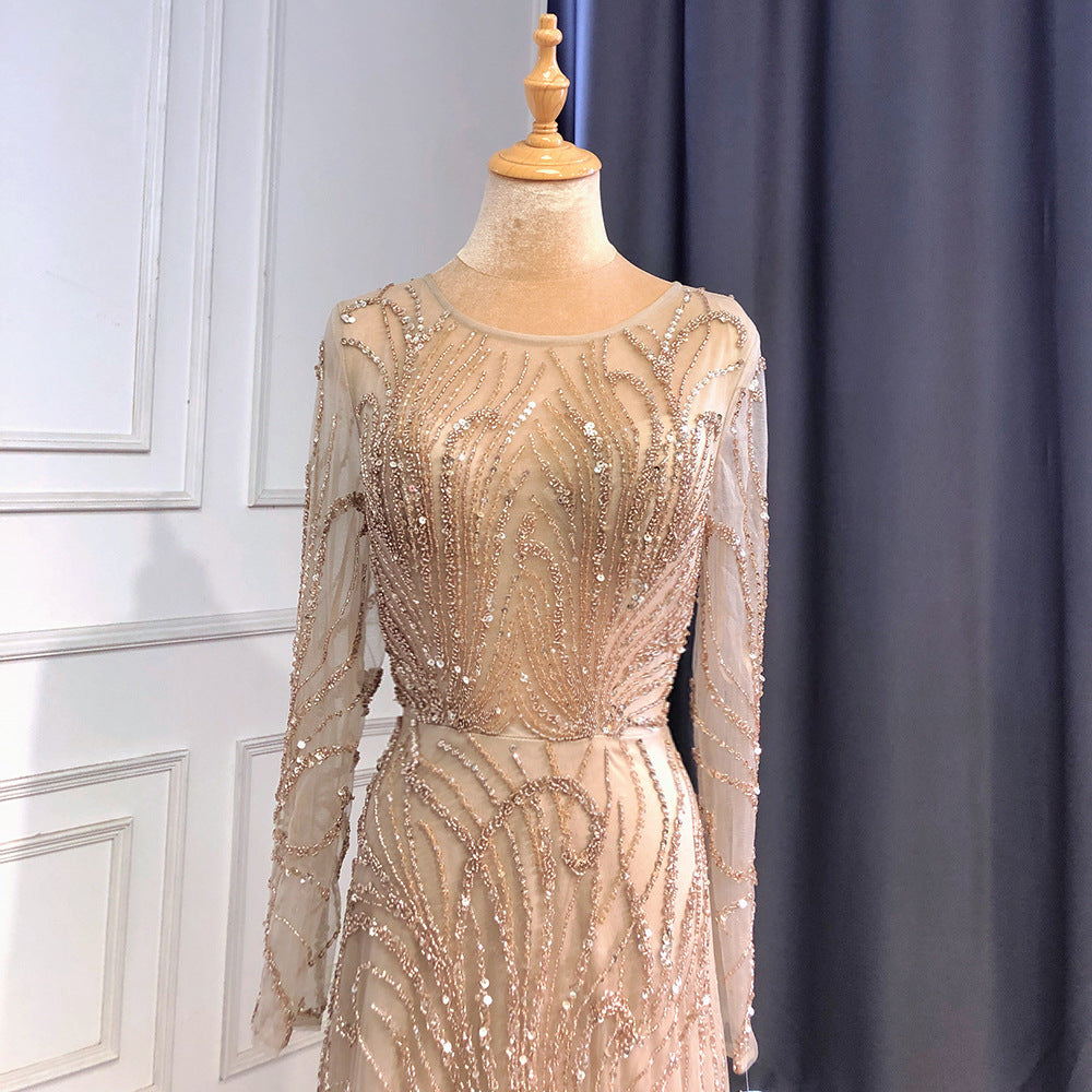 Caramel Long Sleeve Tight Waist Dress