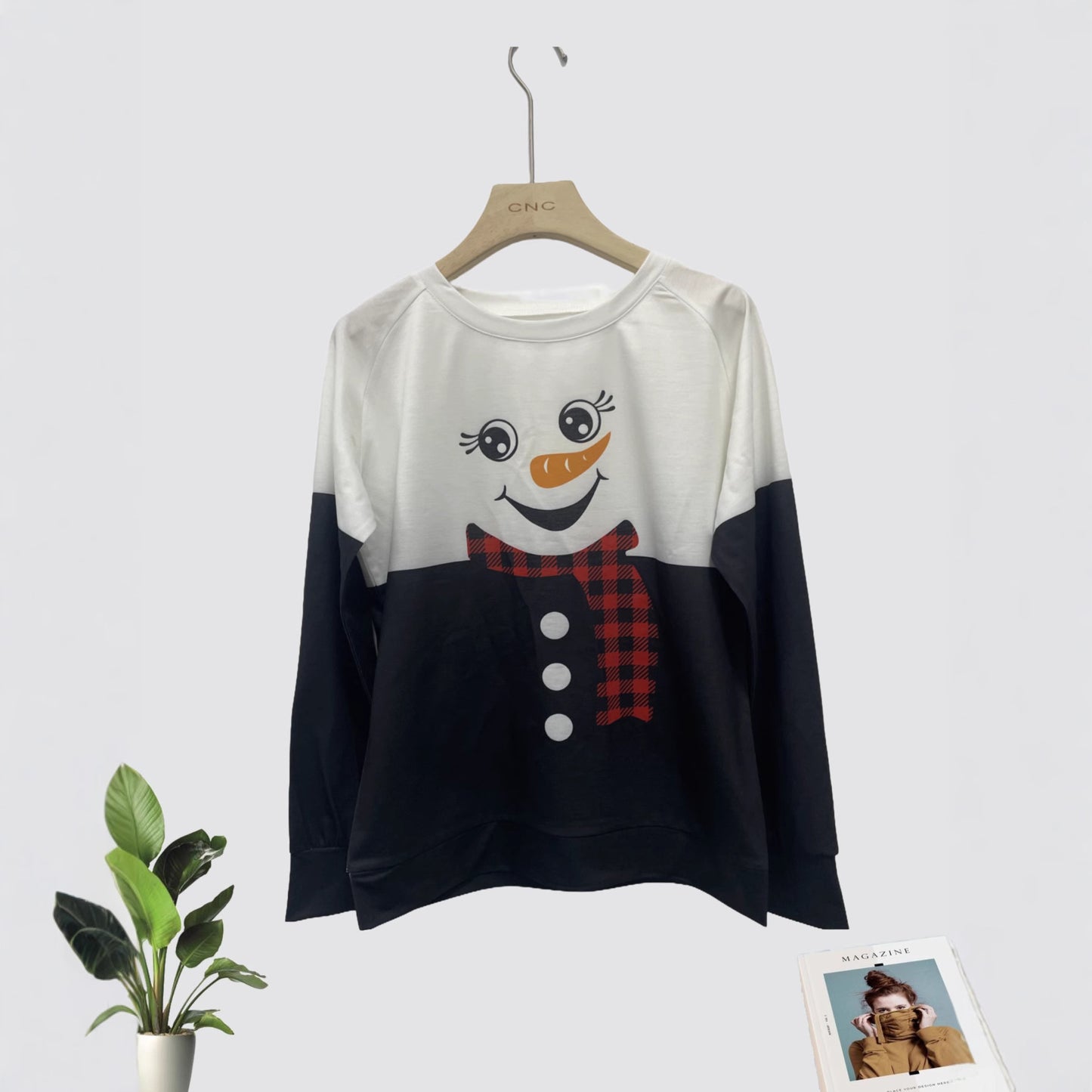 Christmas 3D Print Pullover Raglan Sleeve Polyester Sweater
