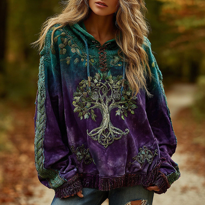 Women’s Round Neck Pullover Sweater – Digital Print Polyester Top, Sizes S–4XL