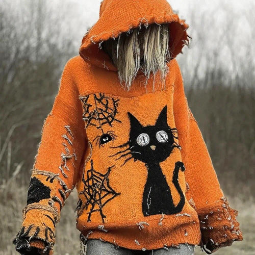 Women’s Round Neck Pullover Sweater – Digital Print Polyester Top, Sizes S–4XL