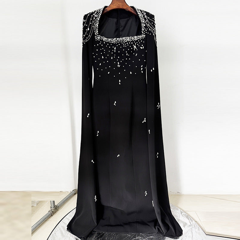 Long Cotton Diamond Dress – Black / White / Red, S to XXXL