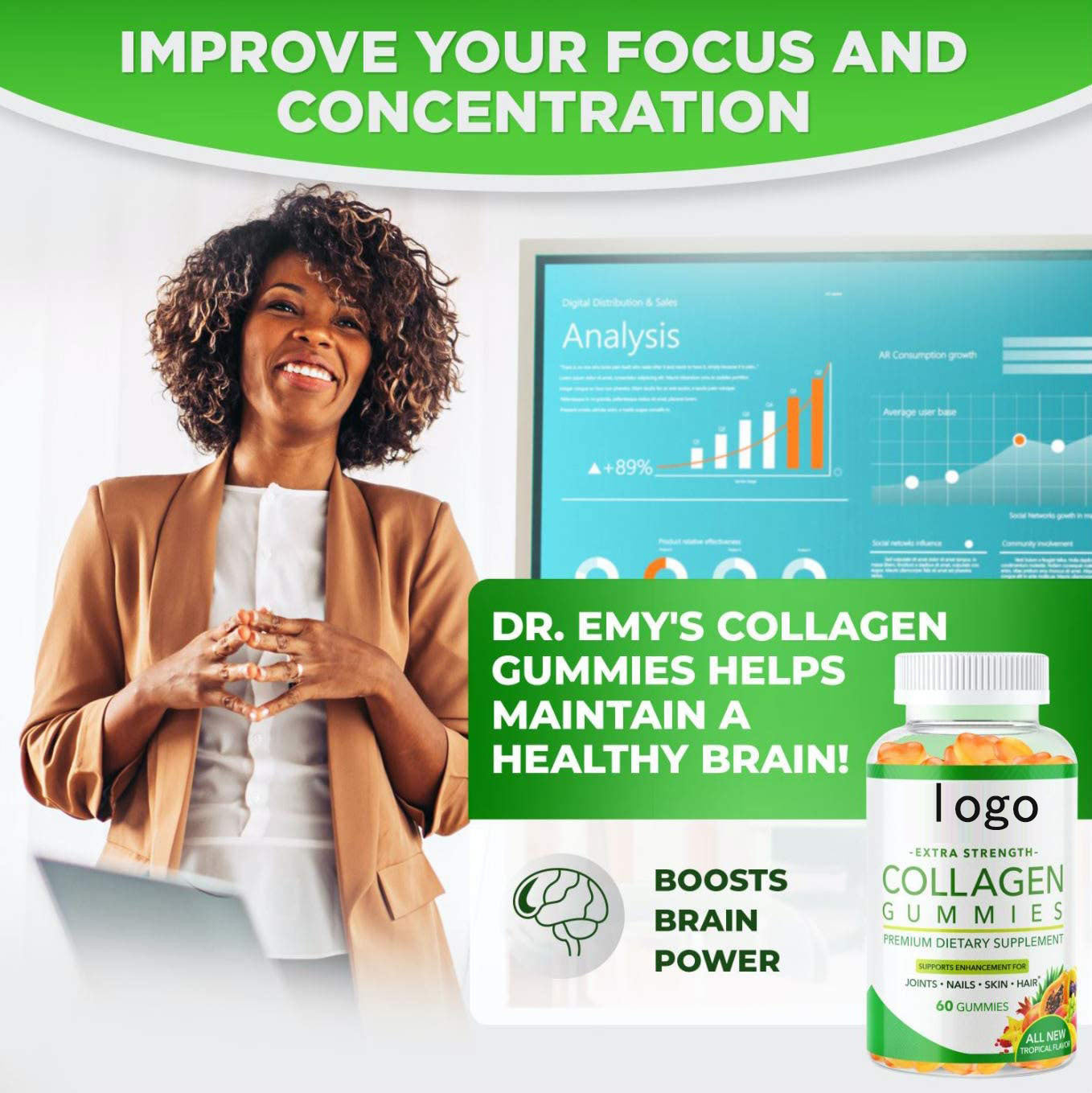 Collagen Peptide Gummies – Beauty & Wellness Soft Candy (60 Gummies)