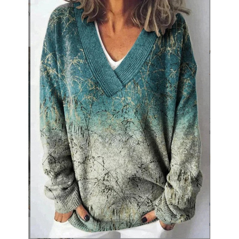 Women’s 3D Effect Pullover Sweater – Digital Print Polyester Top, Sizes S–5XL