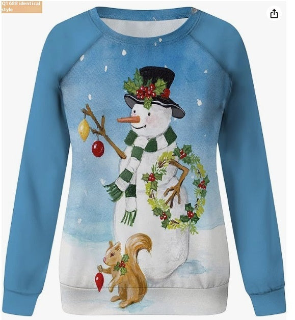 Women’s Santa Claus 3D Pullover Festive Round Neck Christmas Sweater