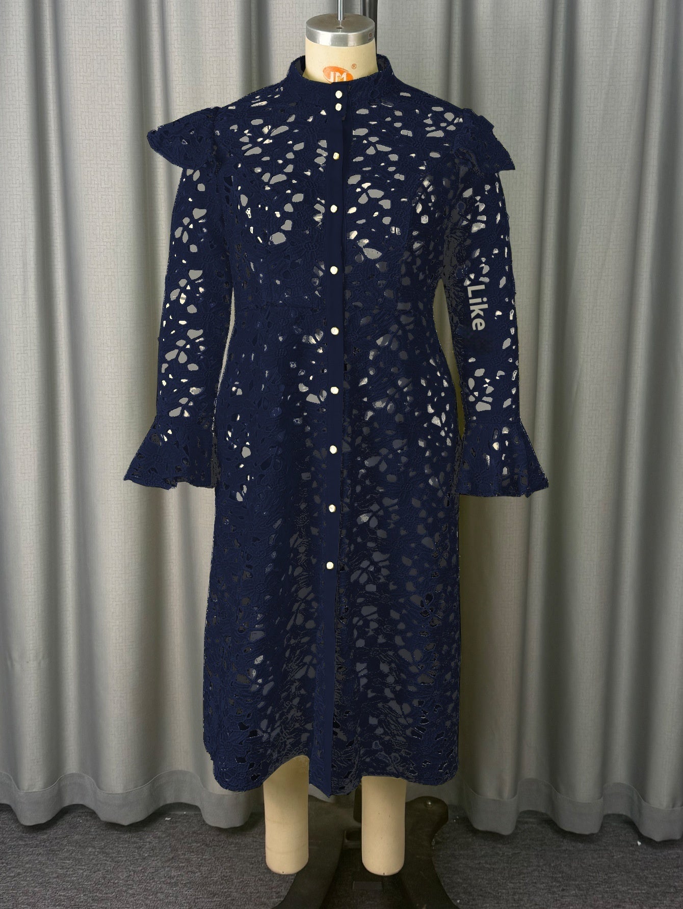 Elegant A-Line Mid-Length Dress with Bell Sleeves