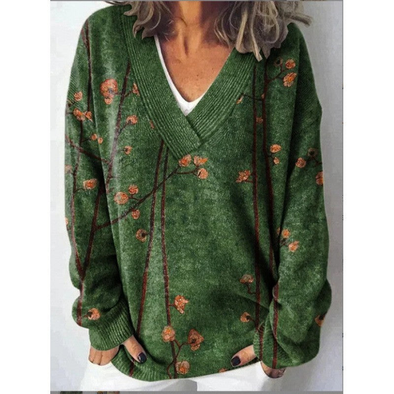 Women’s 3D Effect Pullover Sweater – Digital Print Polyester Top, Sizes S–5XL