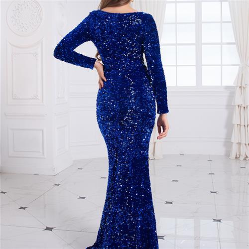 Elegant Evening Wedding Gown Available in Black, Blue & Dark Green