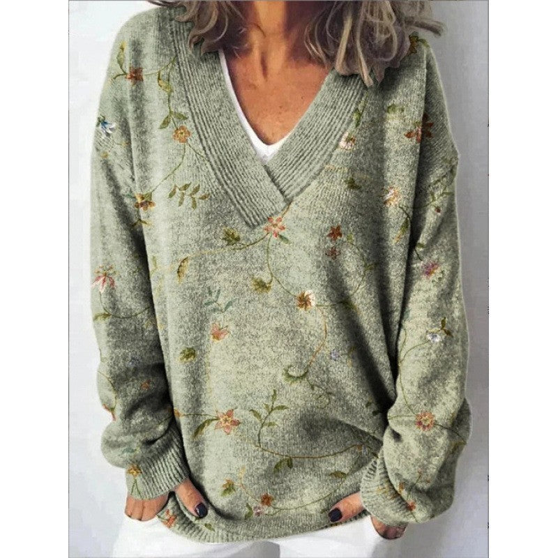Women’s 3D Effect Pullover Sweater – Digital Print Polyester Top, Sizes S–5XL