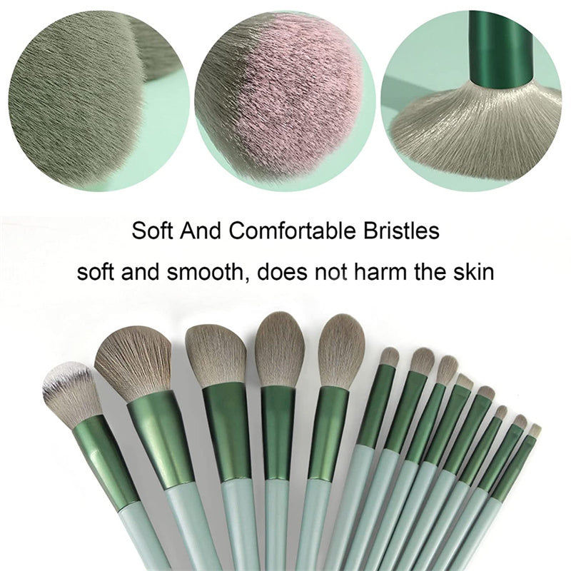 13-Piece Professional Makeup Brush Set with Storage Bag – Soft Synthetic Fiber