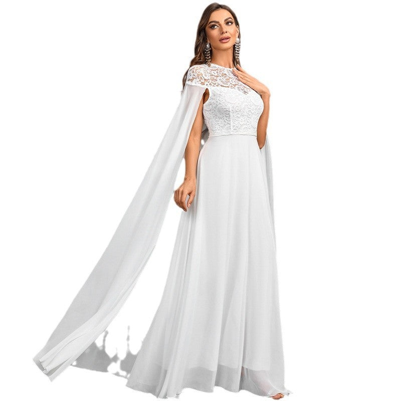 White Long Wedding Dress with Zipper Polyester