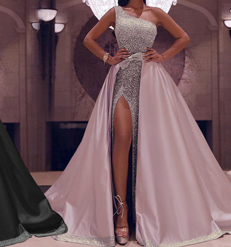 Elegant Lace Evening Dress – Available in Pink & Black