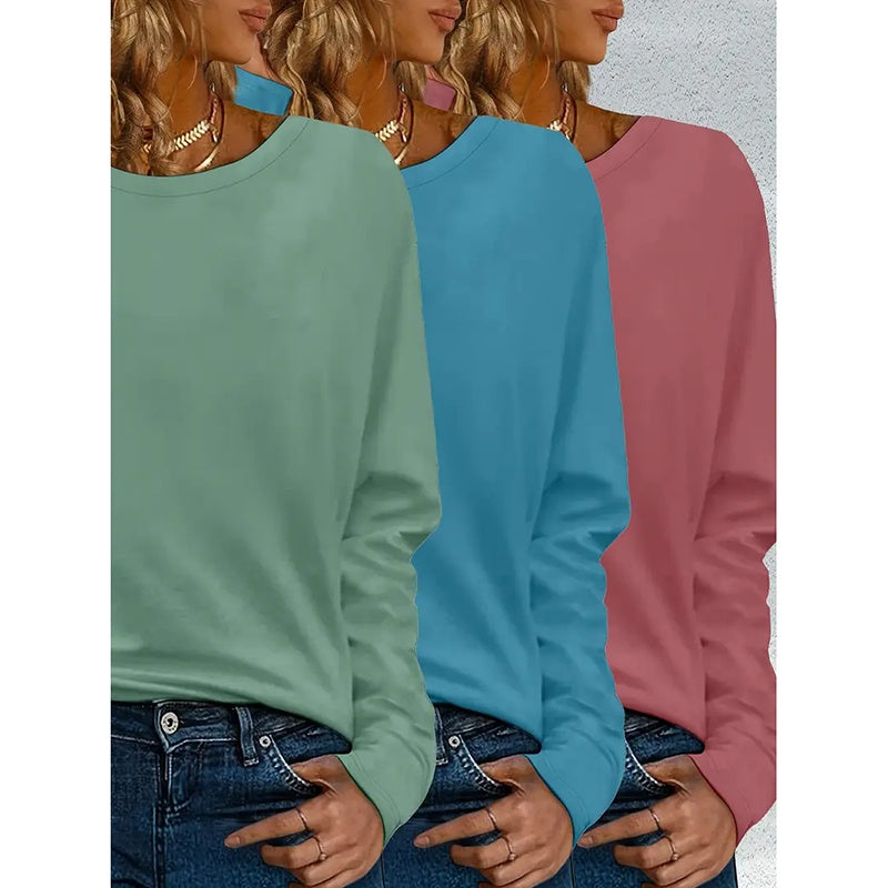 Pack Women’s Plus Size Long Sleeve Crew Neck Tees – Loose Fit Basic Tops