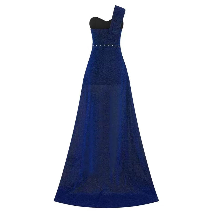 Sleeveless A-Line Chest Wrap Maxi Dress – Solid Color, Elegant Urban Style