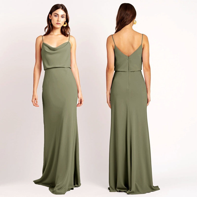 Elegant Sleeveless Long Polyester Dress