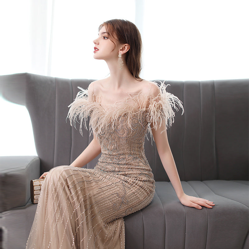 Lotus Root Pink Princess Long Dress – Solid Color, Zipper Closure, Elegant Long Skirt