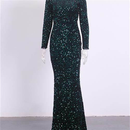 Elegant Evening Wedding Gown Available in Black, Blue & Dark Green