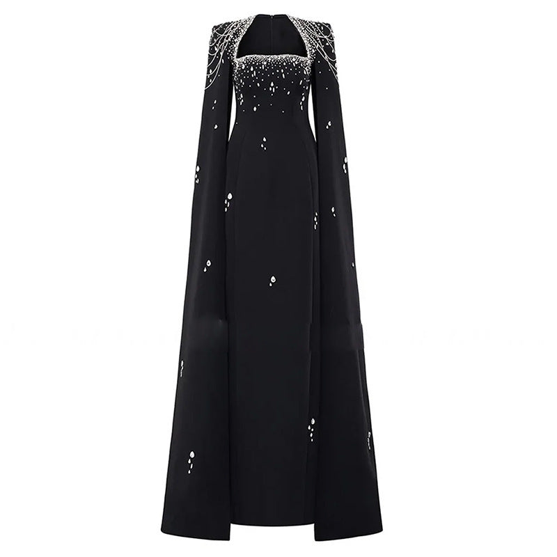 Long Cotton Diamond Dress – Black / White / Red, S to XXXL