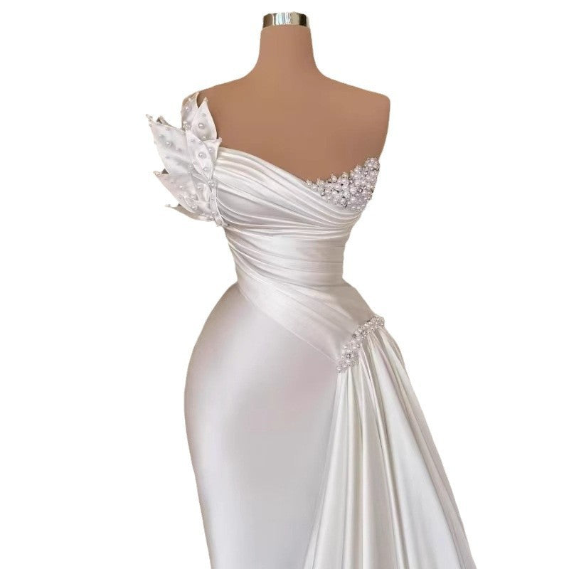 White Sleeveless Tight-Waist Dress – Polyester Fiber