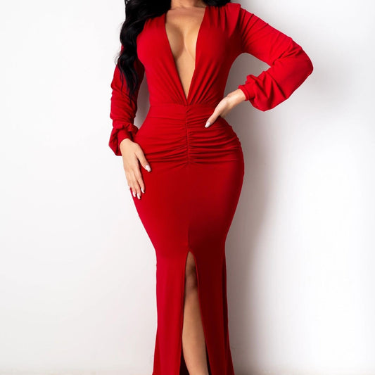 Stylish high-waist long sleeve dress in yellow, orange, red, and black. Made from premium polyester fiber for comfort and durability. Perfect for casual or formal wear. Available in sizes S–XXL.