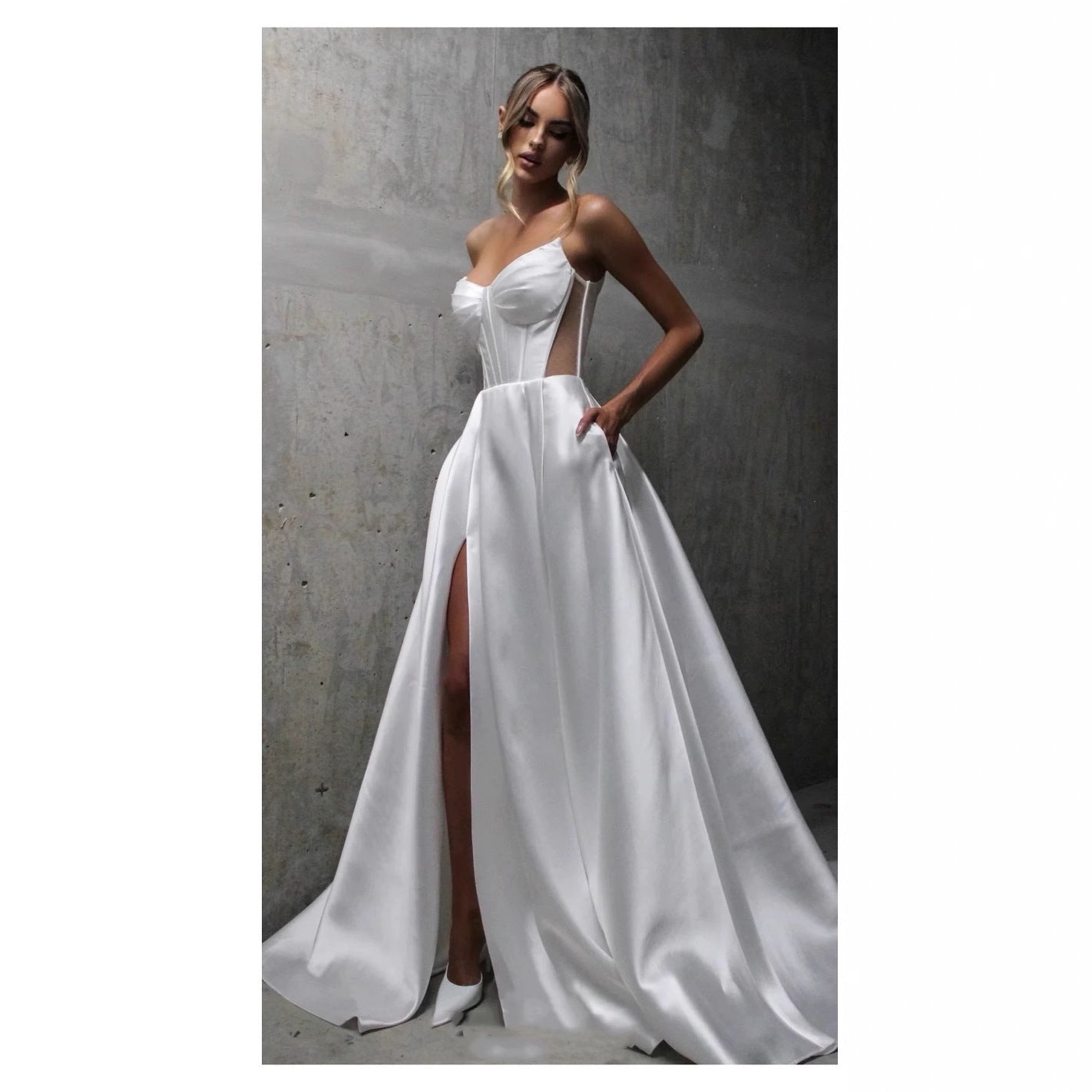 Sleeveless Mid-Waist Long Dress with Folding Details