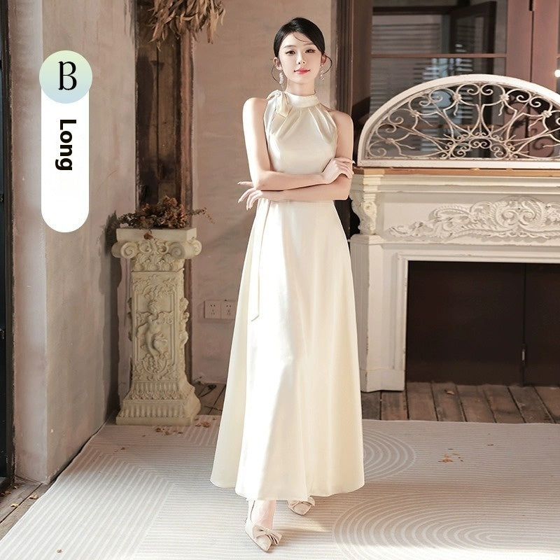 Champagne Mid-Waist Long Dress – Multiple Styles