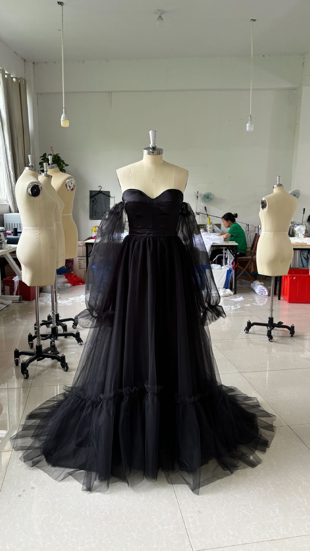 Black Long Sleeve Long Dress – Polyester – Sizes 2–26W