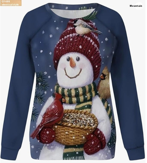 Women’s Santa Claus 3D Pullover Festive Round Neck Christmas Sweater