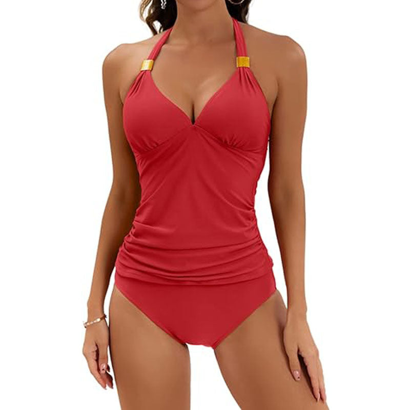Women’s Solid Color Swimwear Set Milk Silk Two-Piece